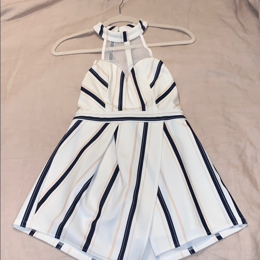 Striped SweetHeart Neckline Romper